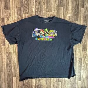 Super Mario Bros Waluigi Mario Luigi Wario Black Graphic T-Shirt 3XL Nintendo